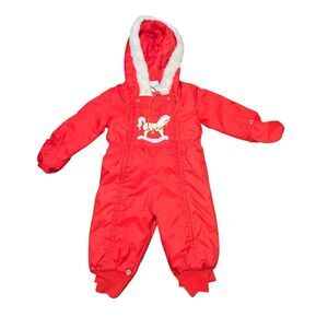 Vintage Sears  6-24 Month Red Infant Snowsuit For Infants 26in-34in Tall